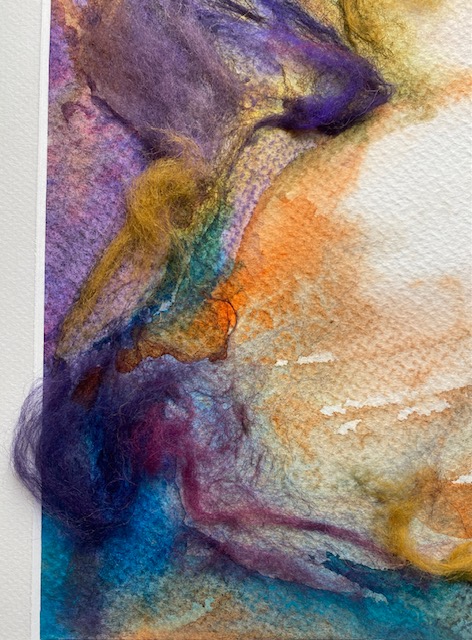 wooly abstract painting with wool