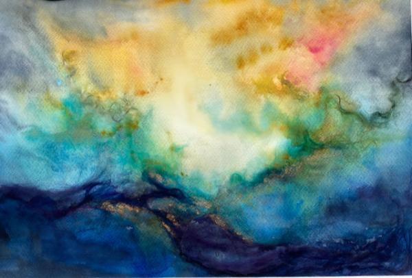 Flares ethereal painting in watercolor